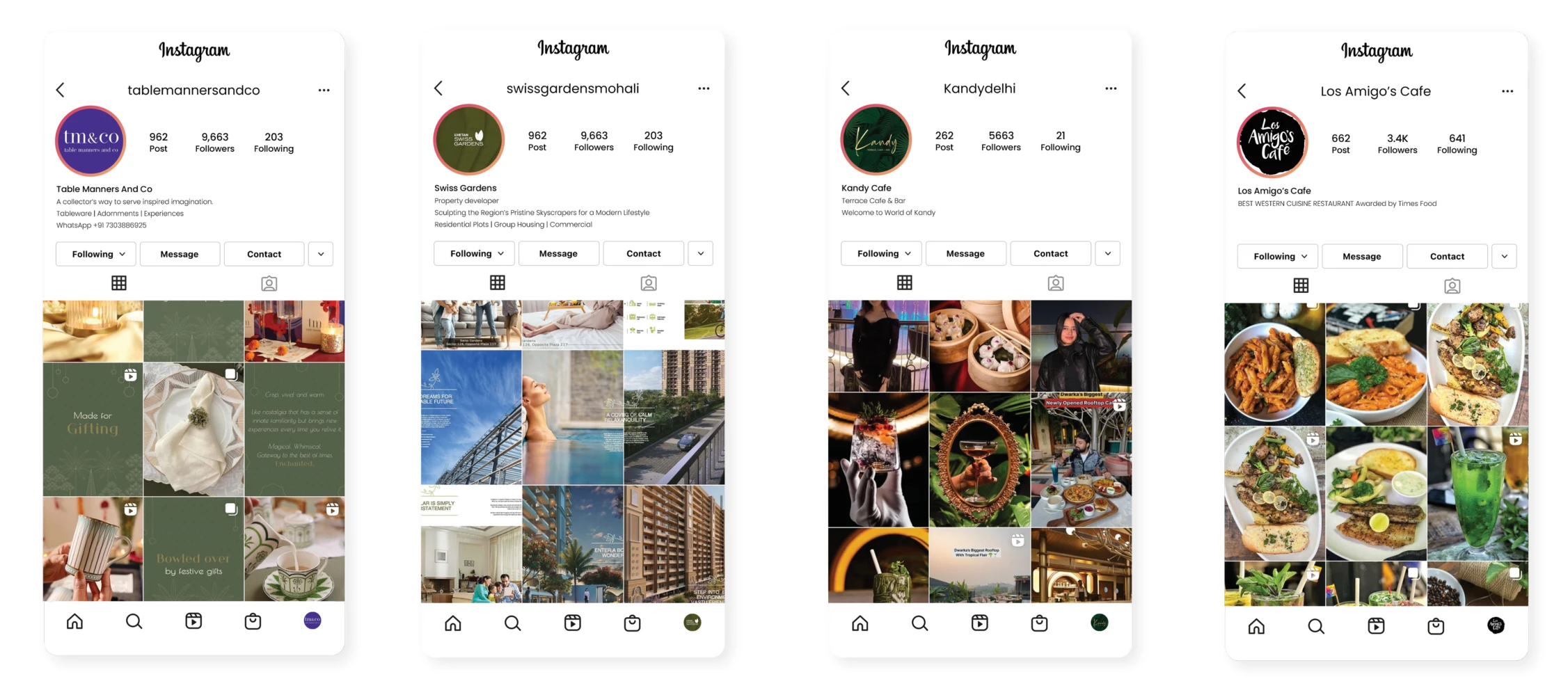 Additional social media accounts from the portfolio