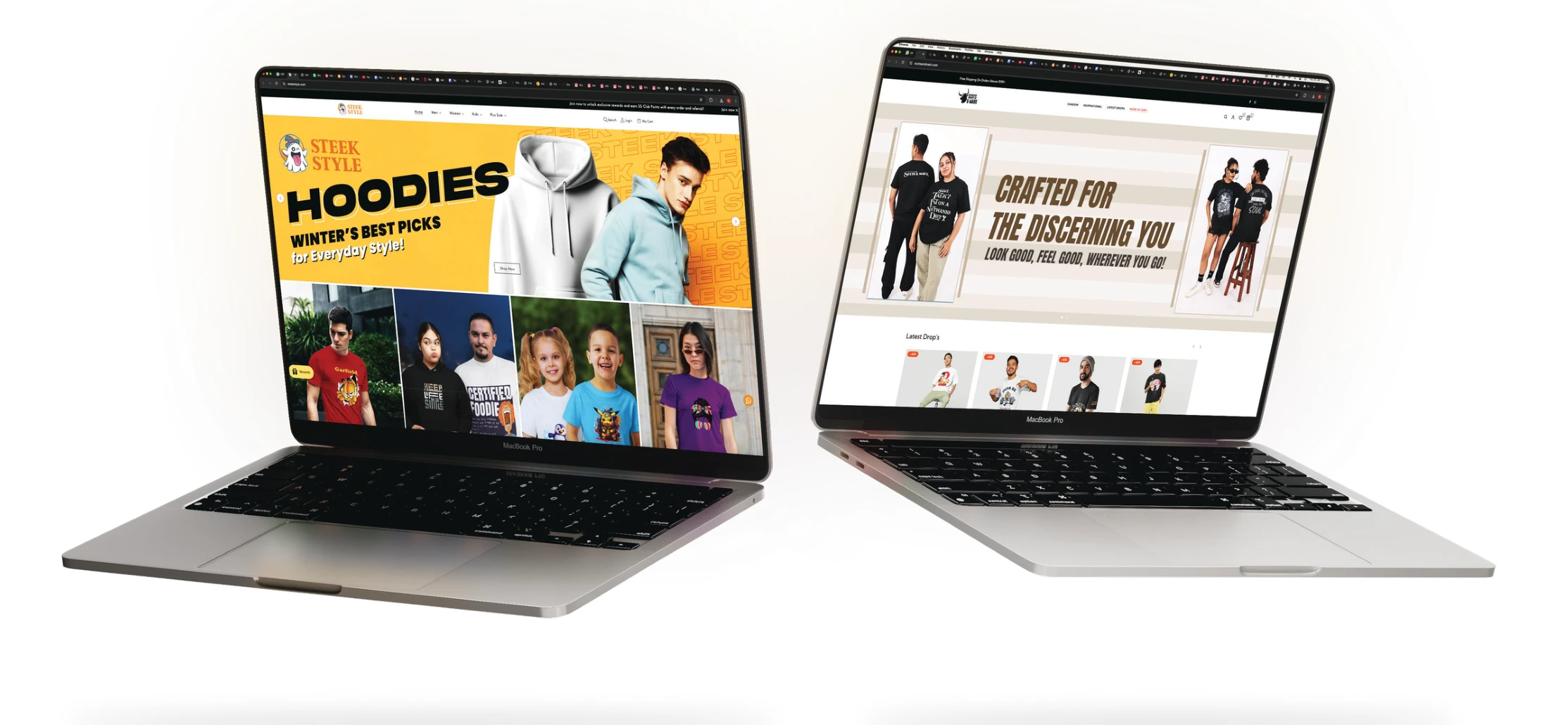 Apparel storefronts work shown in the company portfolio