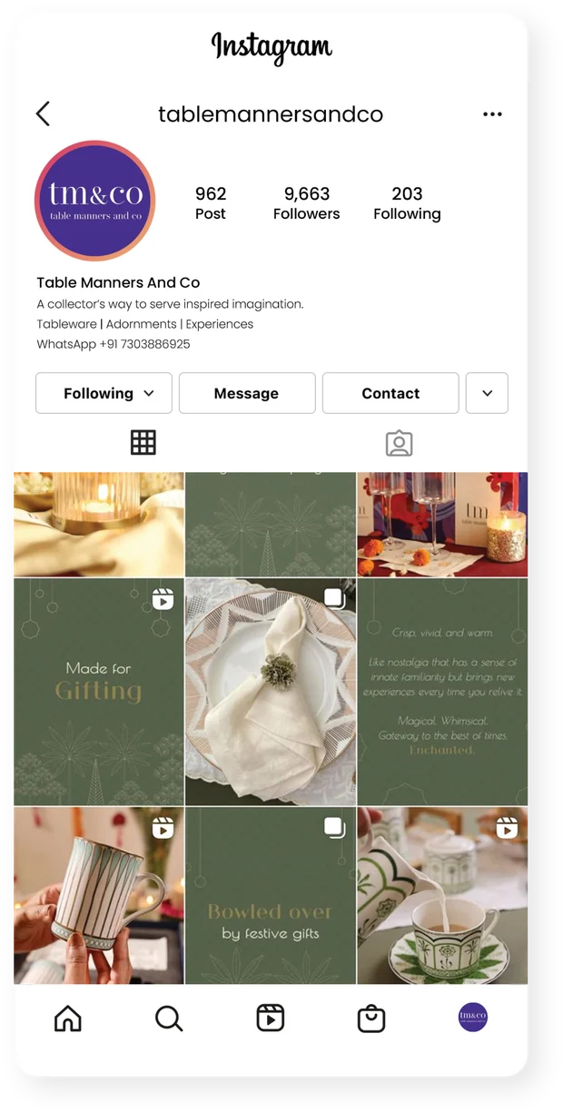 Table Manners & Co work shown in the company portfolio